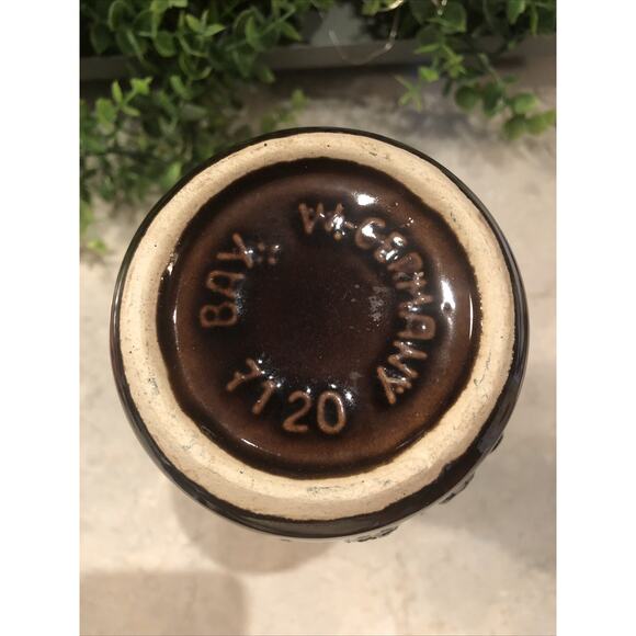 Bay Ceramic Fat Lava Vase, 7120, Fire Red Black Lava Cream Splatter Wear Germany - Picture 8 of 8